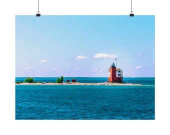 Fine Art Poster Print - Round Island Lighthouse Landscape, Mackinac Island | Michigan Photography | Professional Archival Paper | Wall Art