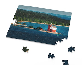 Round Island Lighthouse Puzzle: Serenity of Mackinac Island, Michigan (120, 252, 500-Piece) | Travel Photography puzzle