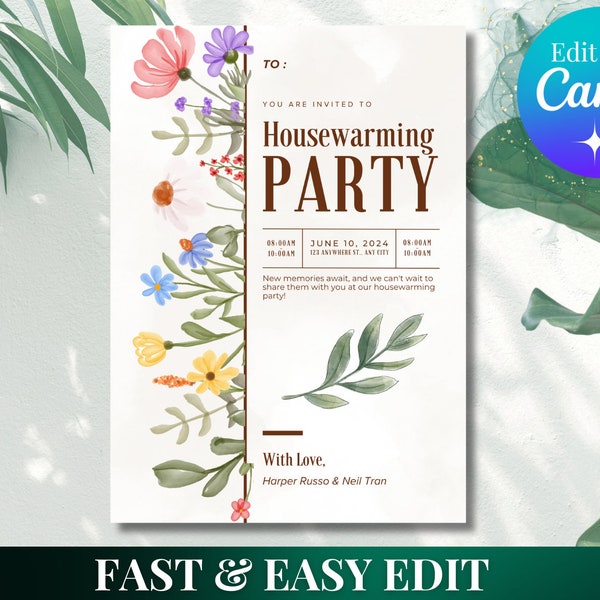 Housewarming Invitation Template | Editable New Home Party Invite | Printable House Warming Celebration | Digital Download