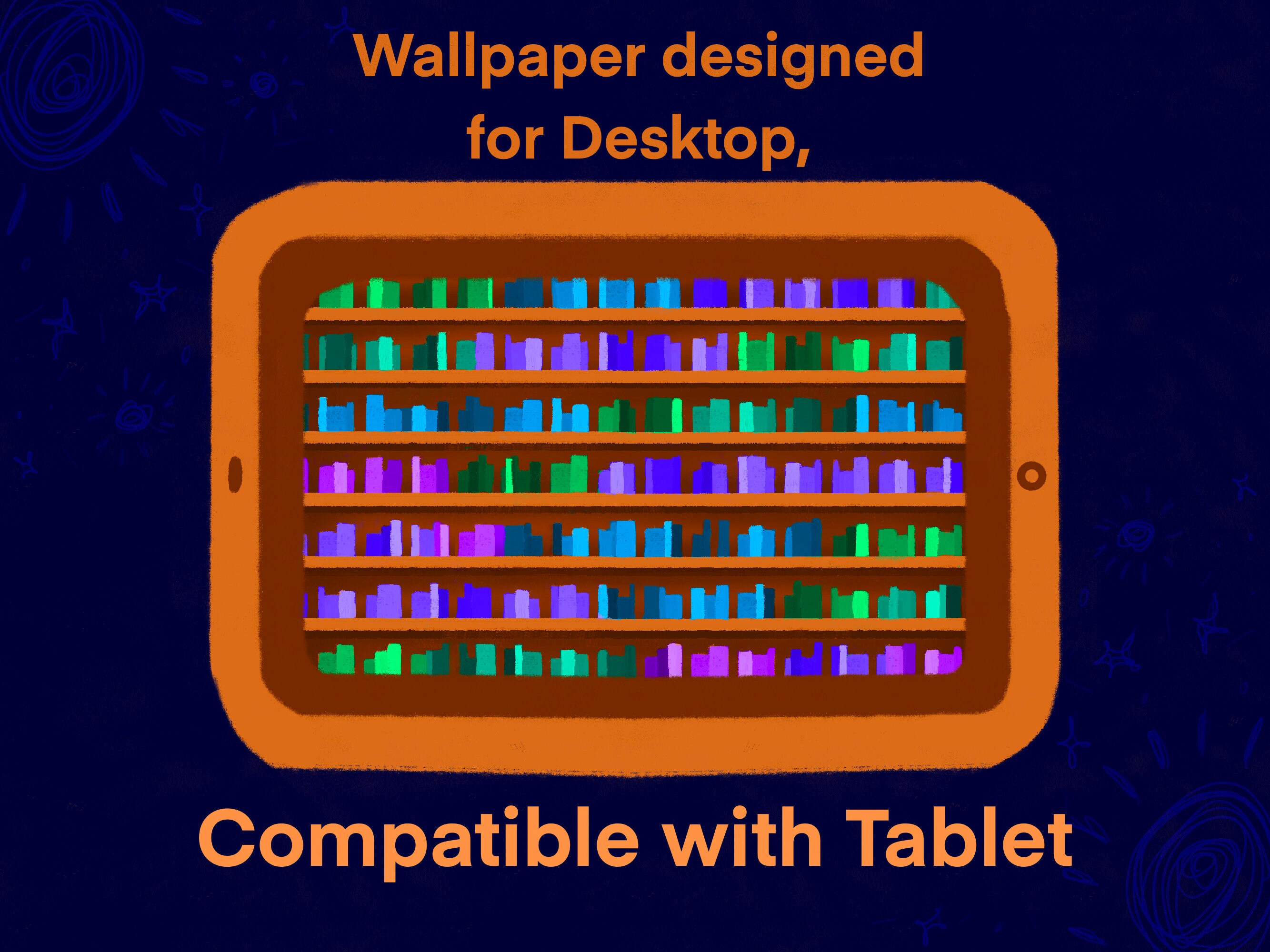Bookshelf Wallpapers Desktop Wallpaper Illustrated Background Etsy