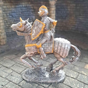16th Century Mounted Knight - Metal Statue