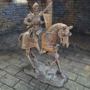 Knight in Light Armour on Horse - Metal Knight Sculpture