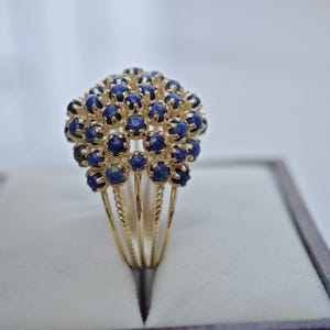 Art deco lapis lazuli ring in 14k gold, vintage gold ring, cocktail rings for women, 925 sterling silver antique ring, floral statement ring