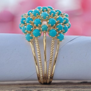 Sleeping Beauty Turquoise Cluster Ring, Victorian Turquoise Ring, Antique Style Turquoise Ring, Women Cocktail Turquoise Ring , Gift For her