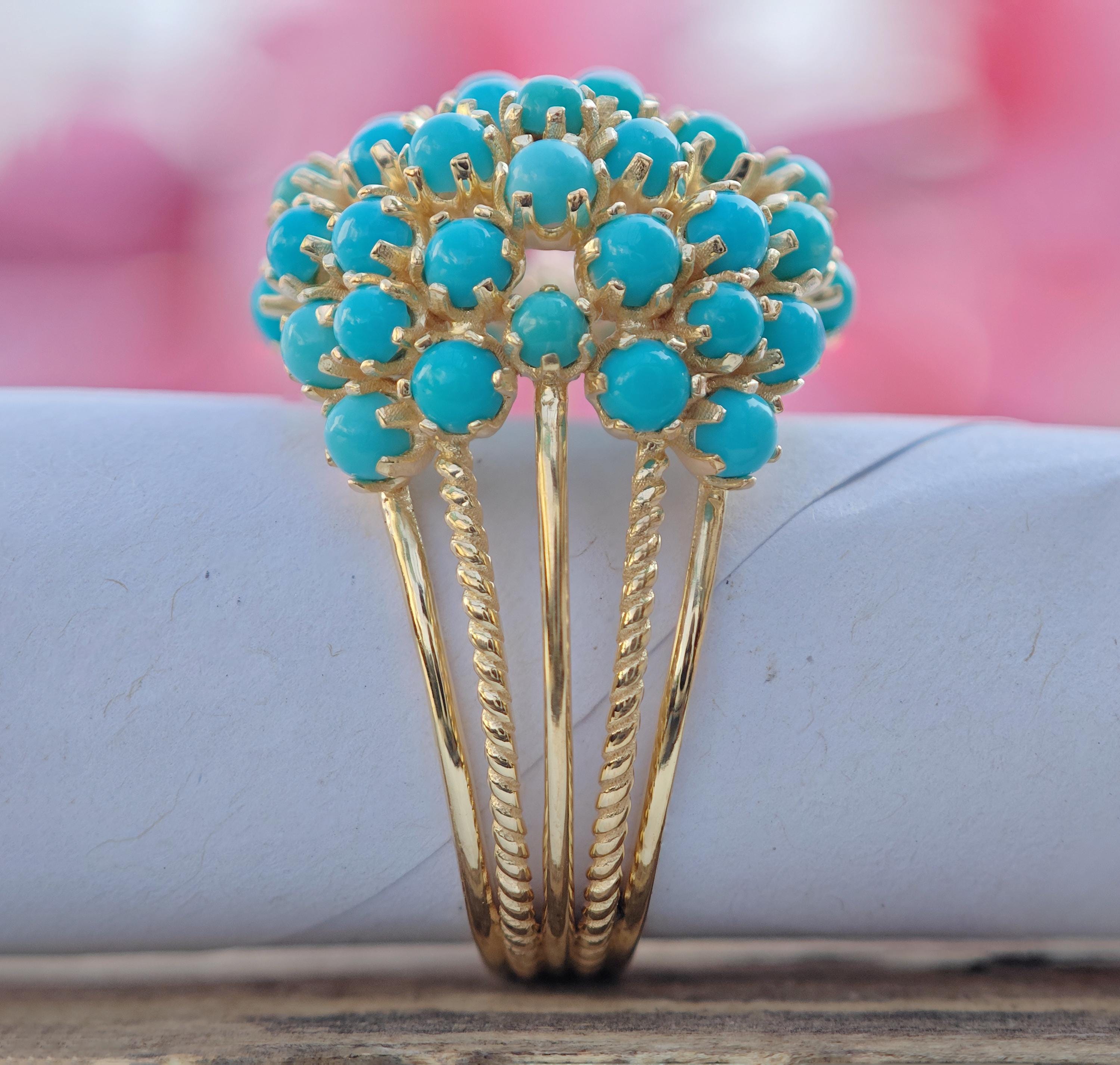 アクセサリー Vintage Mexican Jewelry Turquoise Ring Vintage 925 Silver Genuine Carved Turquoise Leaves Mexico