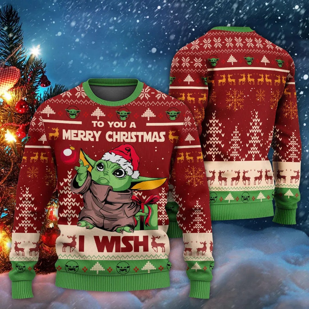 Christmas Baby Yoda Ugly Sweater to You A Merry Christmas I Etsy