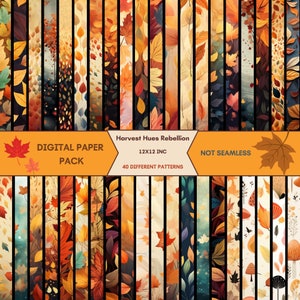 Autumn Leaves Digital Paper Pack, Fall Scrapbook Pages (Digital Download)