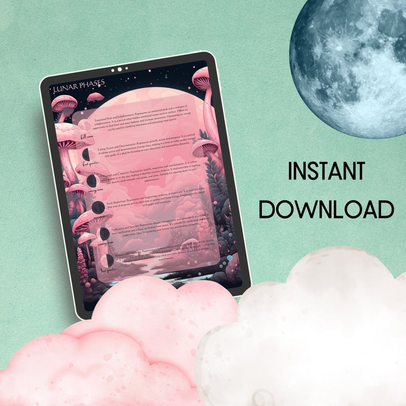 2024 Mushmoon 2 Digital Lunar Calendar, Moon Calendar, Moon Phases