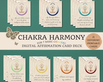 Chakra Affirmation Cards: Harmony & Balance (Printable PDF/JPG)