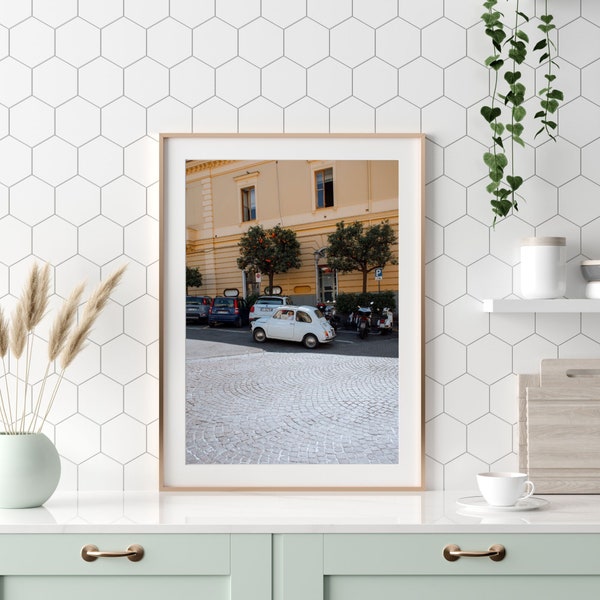 Positano Wall Art. Fiat 500 Wall Art. Indie Room Decor. Italy Art Prints. Amalfi Coast, Italy Print. Travel Photography. Wall Art.