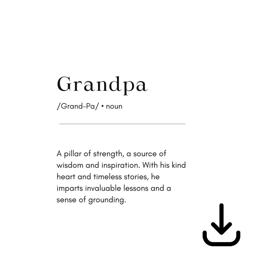 Grandpa Definition Grandpa Dictionary Digital Download Gift Etsy