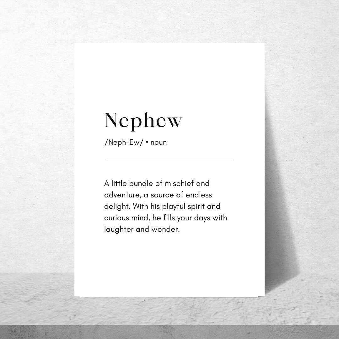 Nephew Definition Nephew Dictionary Digital Download Gift Etsy