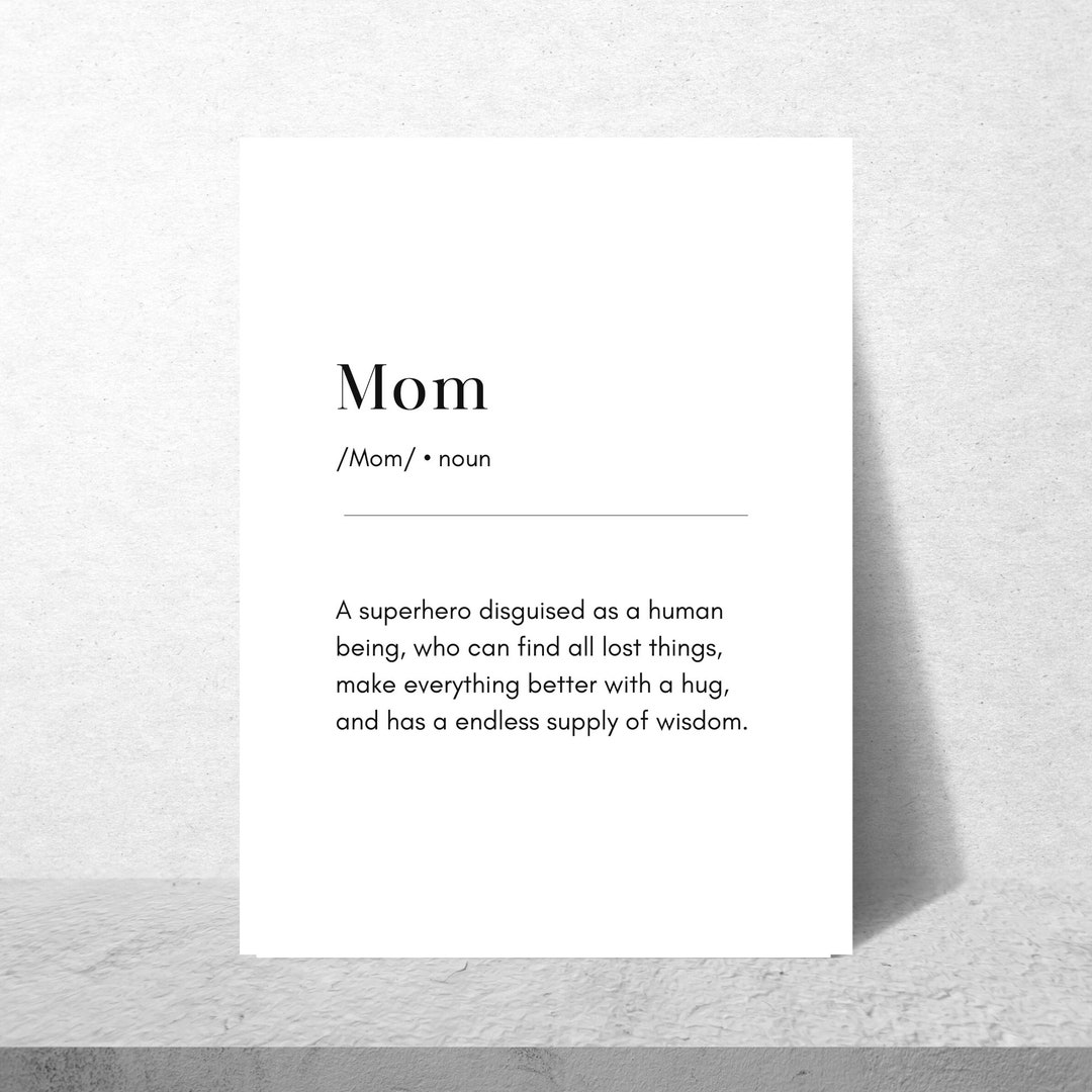 Mom Definition, Mom Dictionary, Digital Download, Gift for Mom Etsy