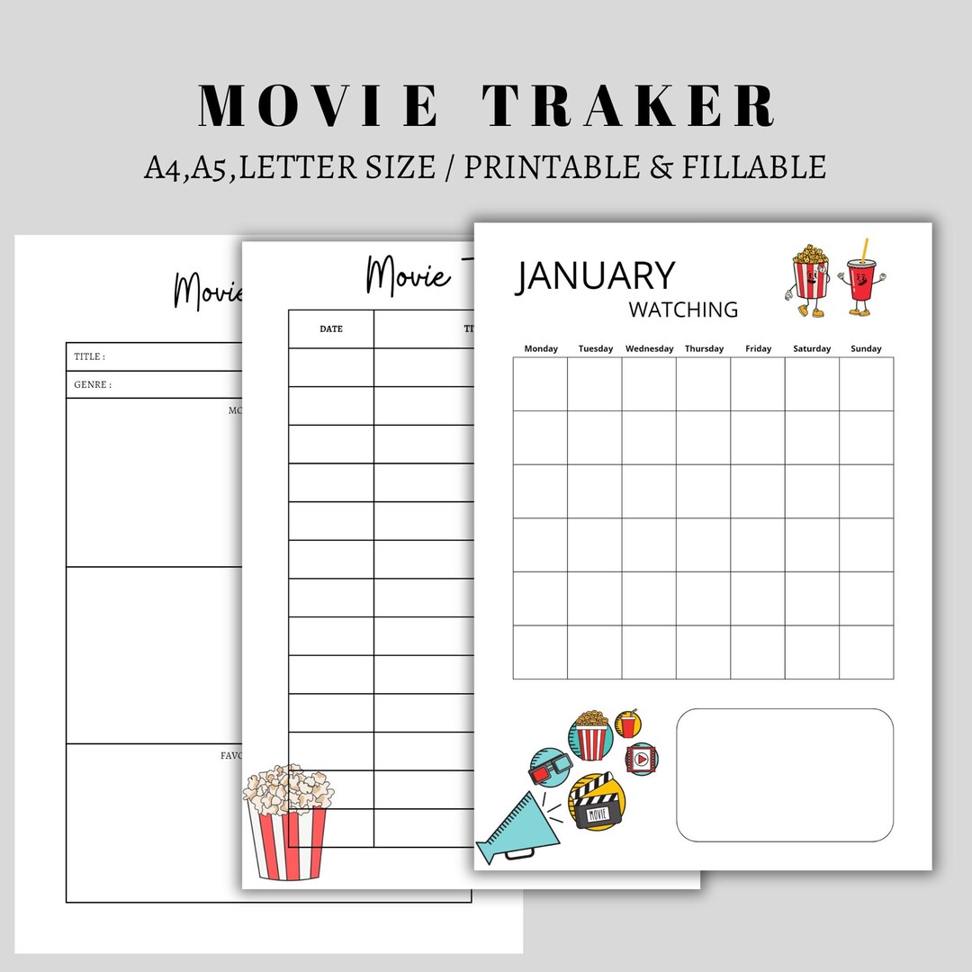 Movie Tracker Printable Movies to Watch &amp; Review Page - Etsy