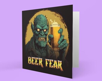 Funny Monster Beer Greeting Card: Humorous Hangover Design