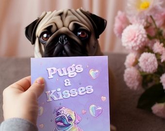 Pugs & Kisses Valentine's Day Card: Y2K Colours