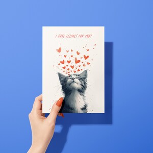 Linda y divertida tarjeta de gato "Tengo felinos para ti", tarjeta de San Valentín, regalos para amantes de los gatos, regalo de San Valentín para él o ella, San Valentín purr-fecto
