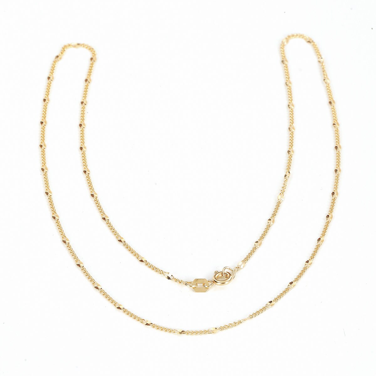14K 1.5mm Real Gold Solid Chain Curb Chain Necklace Chain Ladies