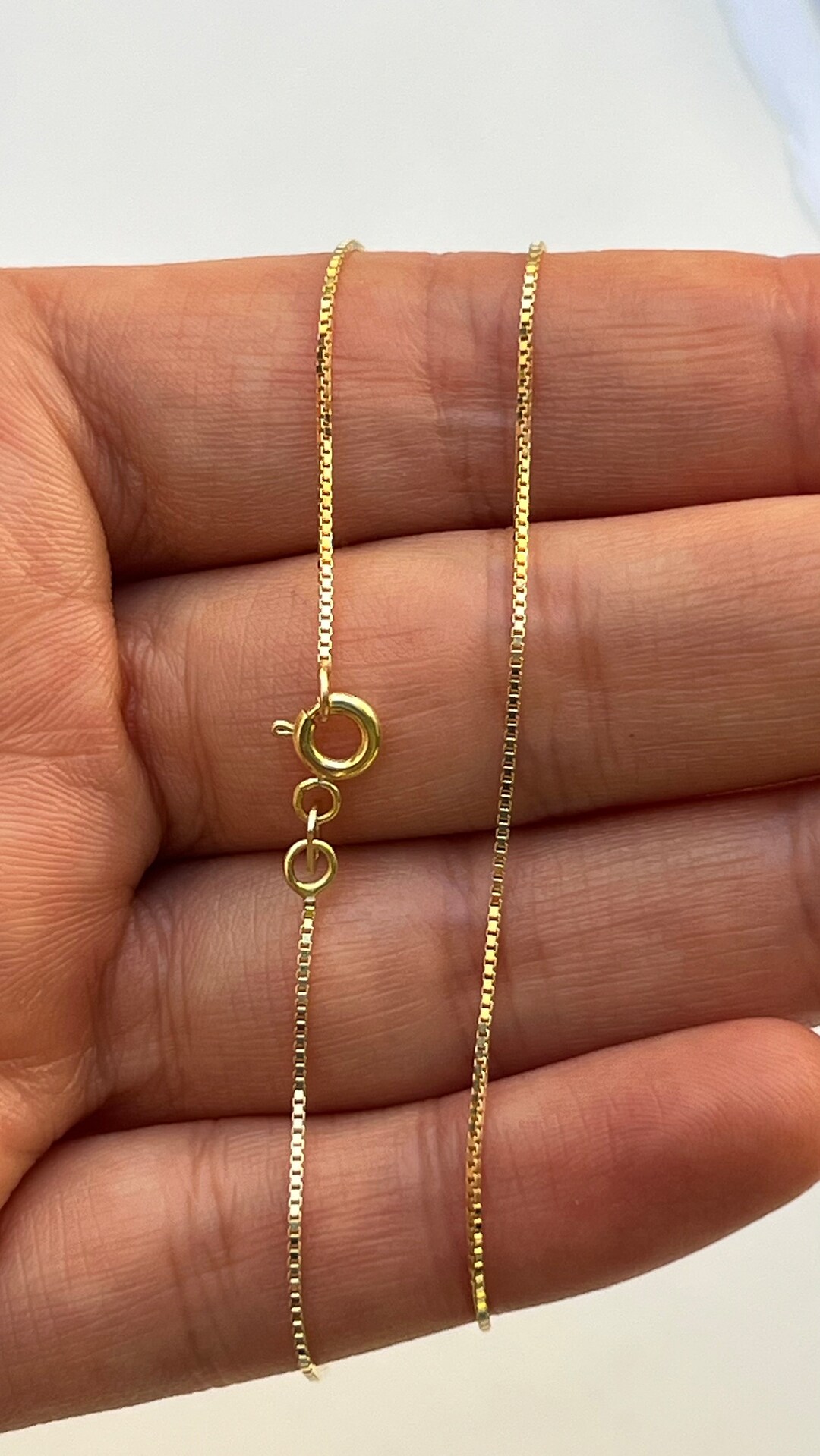 14K Real Gold Solid Box Chainnecklace Chainladies Necklacegold Chain