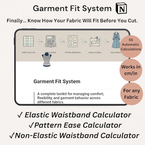 Fabric Stretch & Fit System | Material-First Ease Calculator | Elastic Waistband Calculator | Patternmaking Tool | Notion Template