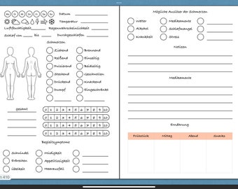 Schmerztagebuch und Tracker für chronische Erkrankungen | Deutsch | Kompatibel mit GoodNotes 5