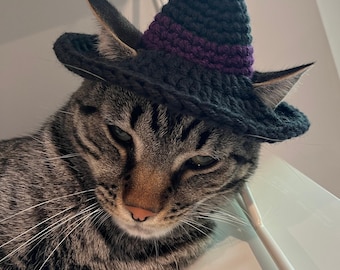 Crochet Pattern Witch Cat Hat Easy Beginner Crochet Halloween Cat Costume Witch Hat Crochet Gift for Cat Lover PDF Digital Download