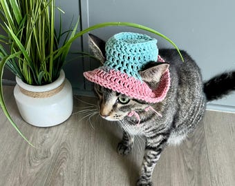 Crochet Pattern Summer Cat Bucket Hat Easy Beginner Crochet Cat Hat Quick Crochet Gift for Cat Lover Pattern PDF Digital Download