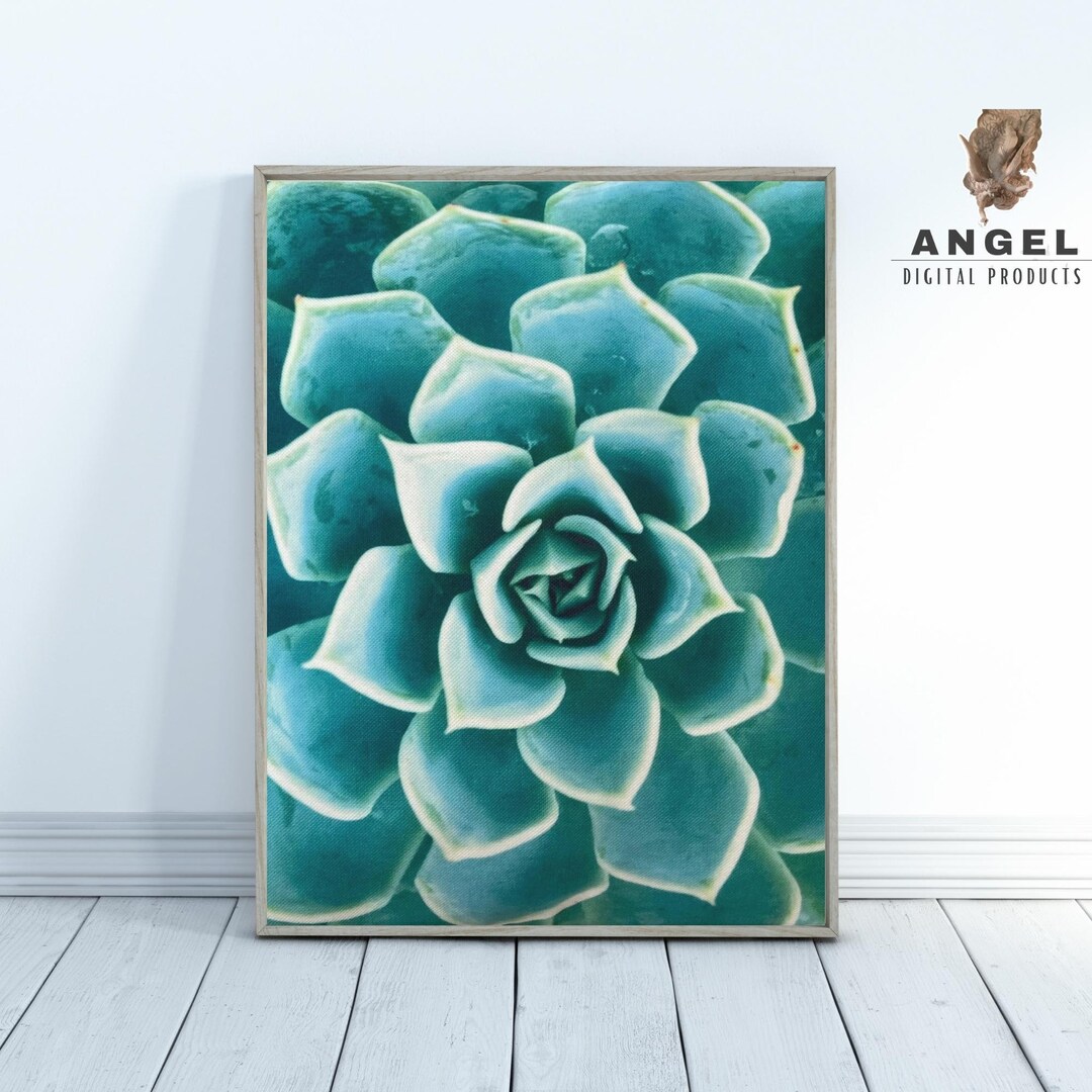 Printable Digital Green Succulent Flower Floral Wall Art - Etsy
