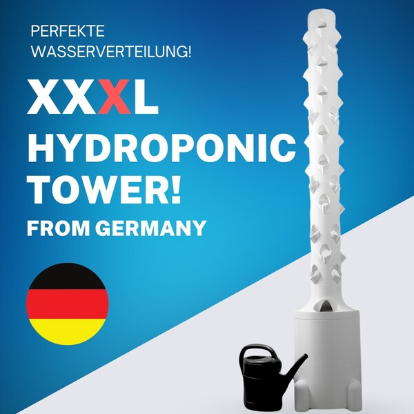 Hydroponisches System, Pflanzenturm mit 48 Pflanzplätzen und automatischer Bewässerung für innen und außen, hergestellt im 3D - Druck