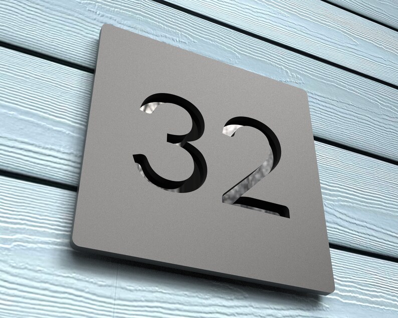 Modern Anthracite Grey House Numbers Custom Matt Grey Acrylic Etsy