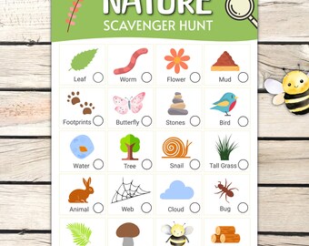 Nature Scavenger Hunt Printable, Outdoor Scavenger Hunt, Forest Scavenger Hunt, Treasure Hunt, Camping Activity, Preschool Outdoor Activity