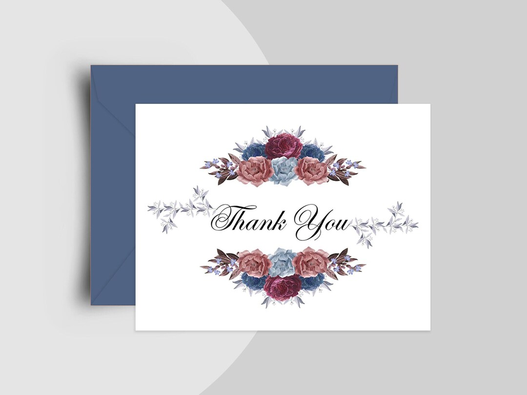 Floral Thank You Card Thank You Card Instant Download - Etsy