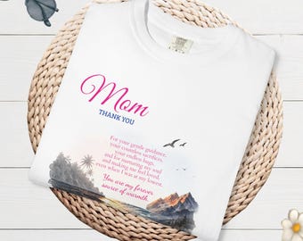 Mom, Sentimental Mother's Day Gift Shirt, Watercolor Sunset Ocean Tee, Meaningful Birthday Present for Mama, Aesthetic Nature Apparel