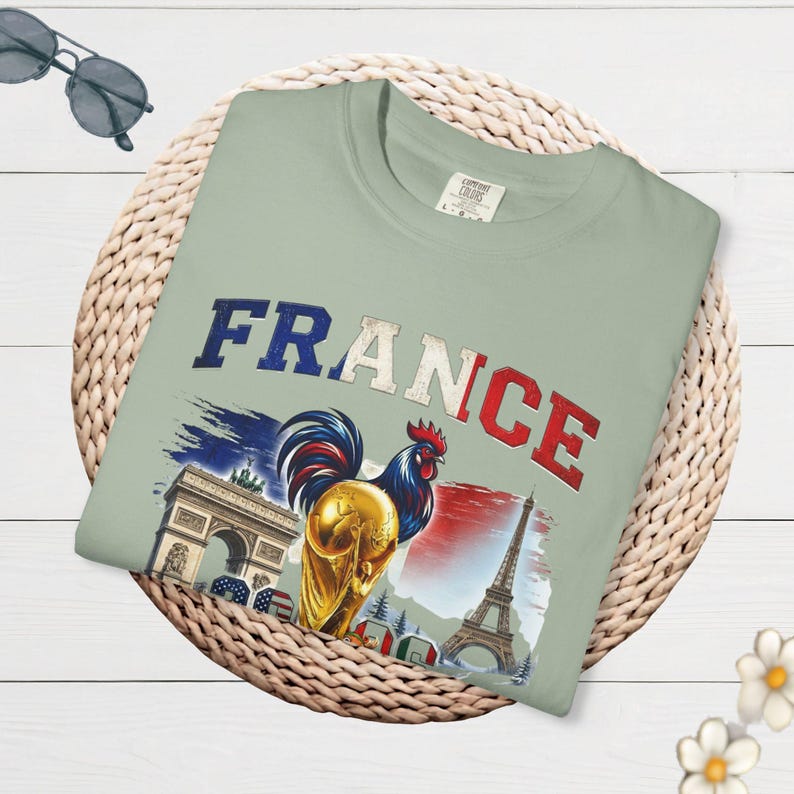 France World Cup 2026 T-shirt, Paris Football Supporters, Vintage Sports Gift, Unisex Cotton Top, Gallic Rooster Jersey image 2