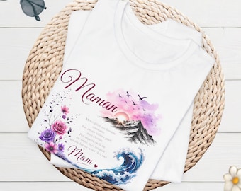 Mother's Day Gift T-shirt for Mom, Vintage Aesthetic, Floral Women's Top, Mountain Nature Clothing, Boho Chic Style