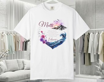 Mutti T-Shirt Muttertagsgeschenk Vintage, Aquarell Berge Meer, Herz Grafik Oberteil, Damen Geschenkidee, Liebevolle Überraschung