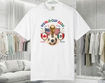 2026 World Cup Football T-shirt, FIFA Supporter Jersey, Soccer Fan Gift, North American Sports Style, White Cotton Top