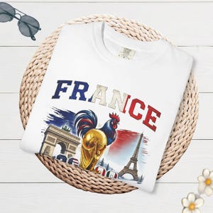 France World Cup 2026 T-shirt, Paris Football Supporters, Vintage Sports Gift, Unisex Cotton Top, Gallic Rooster Jersey image 1