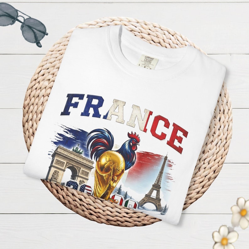 France World Cup 2026 T-shirt, Paris Football Supporters, Vintage Sports Gift, Unisex Cotton Top, Gallic Rooster Jersey image 1