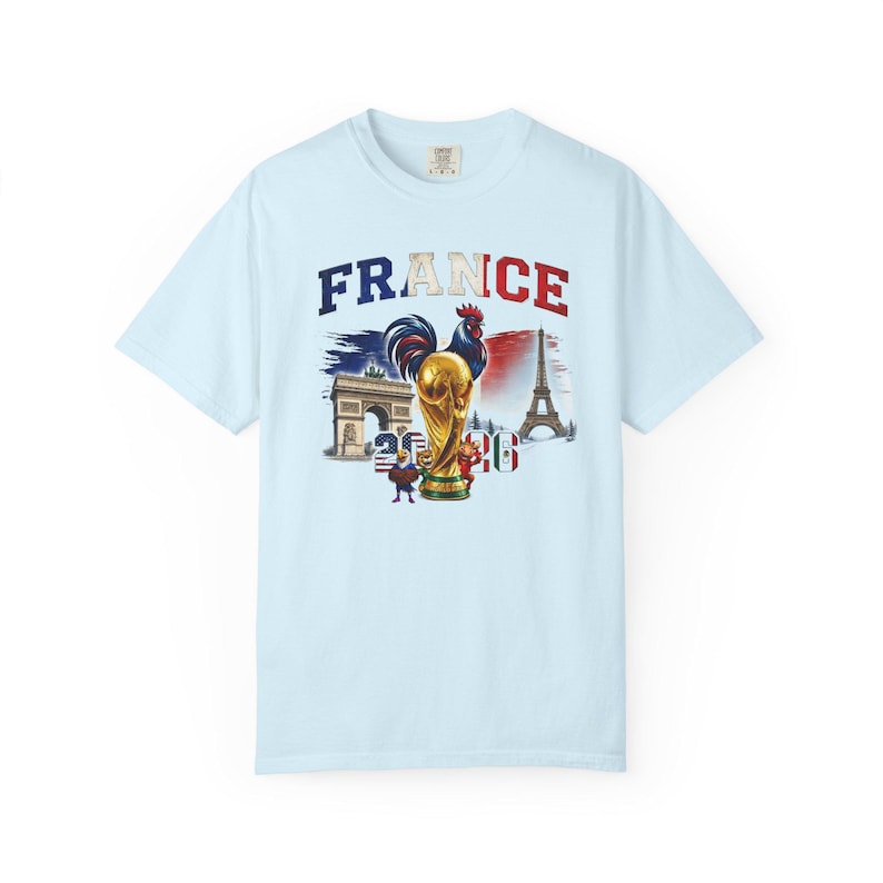 France World Cup 2026 T-shirt, Paris Football Supporters, Vintage Sports Gift, Unisex Cotton Top, Gallic Rooster Jersey image 3