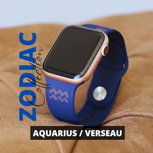 Pasek do zegarka Apple Watch, Wodnik, Znak zodiaku, Silikon grawerowany, do serii ultra SE 10 9 8 7 6 5 4 3 2 1, 38-41 mm 42-49 mm, Kobiety Mężczyźni