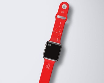 Bracelet Apple Watch en silicone gravé, signe du zodiaque lion pour Series ultra SE 8 7 6 5 4 3 2 1