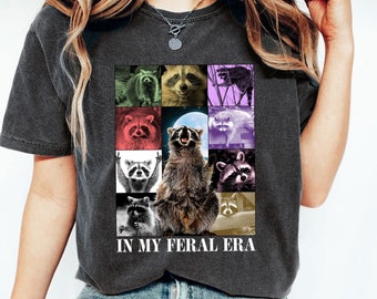 In My Feral Era Shirt, Funny Raccoon Shirt, Racoons Howling At The Moon Shirt, Funny Raccoon Meme Shirt, Meme Shirt