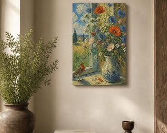 Wildflower Bouquet Canvas Cottage core