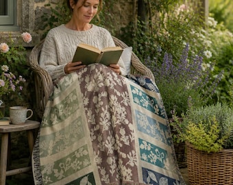 Floral cotton Woven Blanket | Vintage cottage core