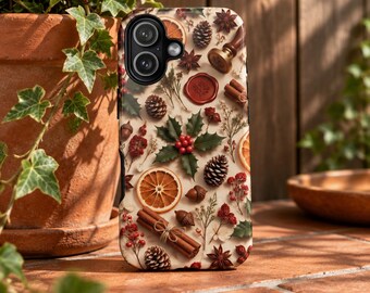 Dried Orange & Cinnamon Holiday Pattern iPhone case | Tough Case