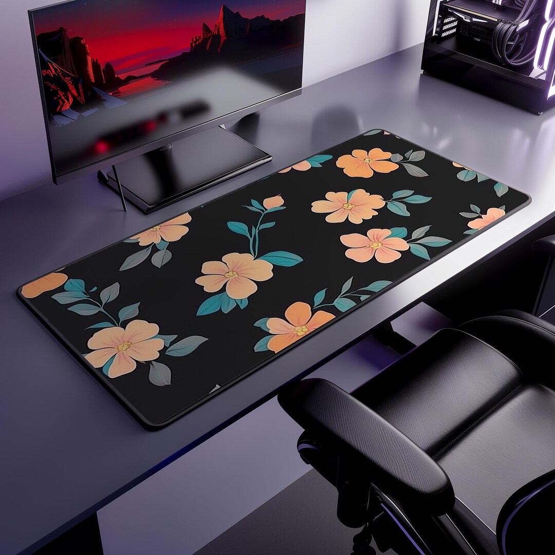 Peach Blossom Desk Mat - Mouse Pad With Anti-slip Backing - Hemmed ...