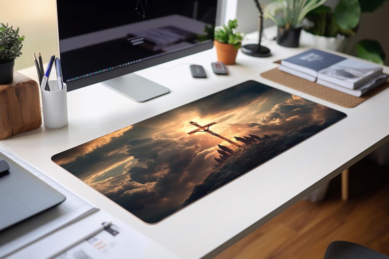 Crucifixion Sunrise Desk Mat | Neoprene | Anti-slip | Inspirational ...
