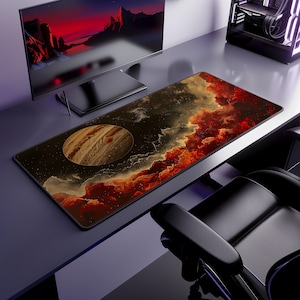 Jupiter Planet Computer Desk Mat | Cosmic Mouse Pad | Anti-Slip Neoprene Desk Mat for Home Office | 3 Sizes Available