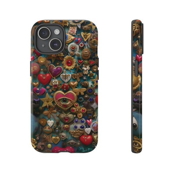 Treasure Trove Tough Case - Protective Cover for iPhone, Galaxy, Samsung, Pixel Models with Rich Jewel Design with Contemporary Art